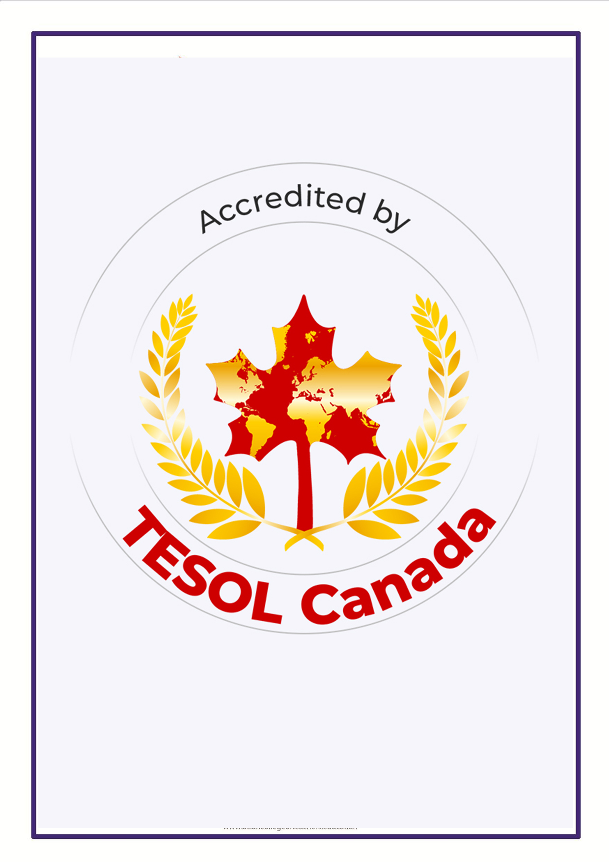 TESOL Canada Certificate Sample